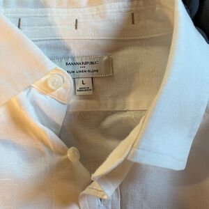 Banana Republic Men's White Linen-Blend Shirt